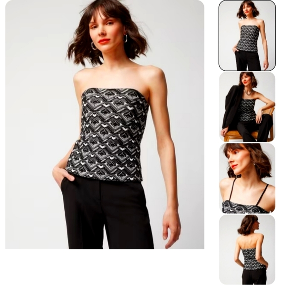 Black & White Graphic diamond  Bustier - Picture 1 of 3